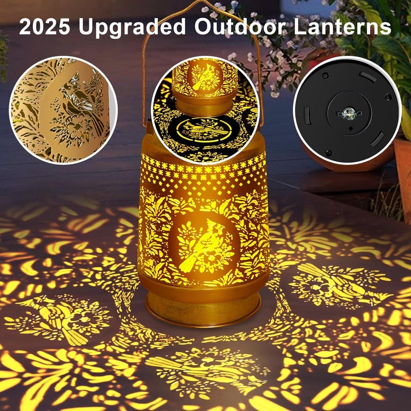 ostritec Christmas Gifts Cardinal Solar Lanterns Outdoor Waterproof Hanging Solar Lights, Cardinal Garden Decor Birthday Gifts for Women Mom, Hanging Metal Garden Lights for Yard Patio Lawn Landscape - Image 4